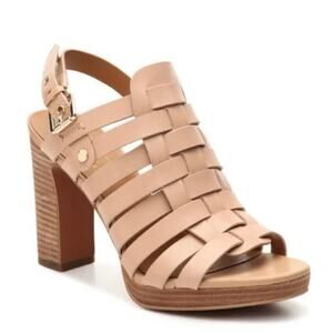 Franco Sarto Remain Beige Woven Slingback Heeled Sandals Size 8.5